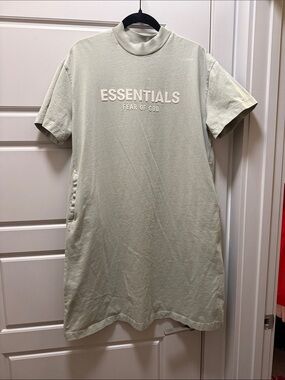 Fear of God ESSENTIALS T-Shirt Dress in Pale Sage